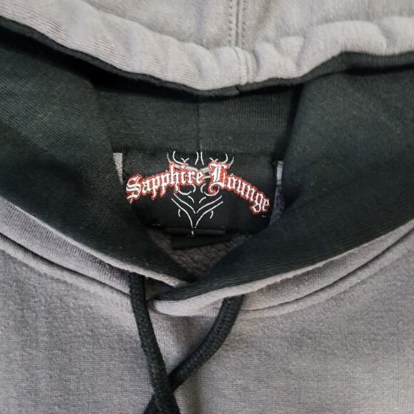 Sapphire Lounge Men's Large Gray Tribal Star Graphic Hoodie Y2k Streetwear - Picture 5 of 16